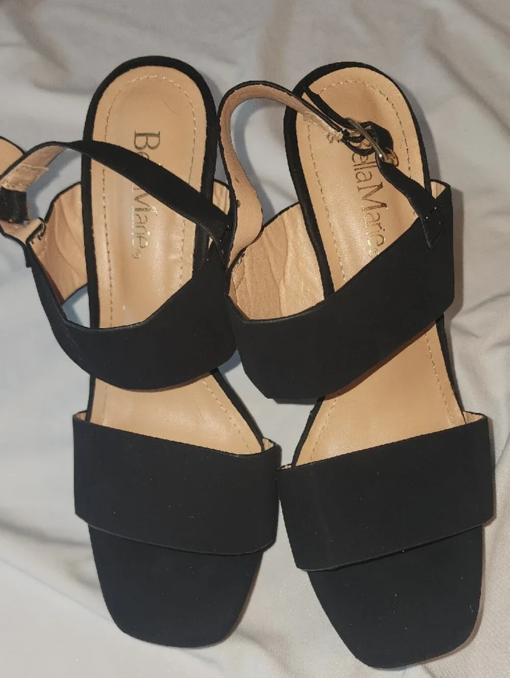 Bella Marie Size 7.5 Black Platform‎ Block Heel Sandals - Women